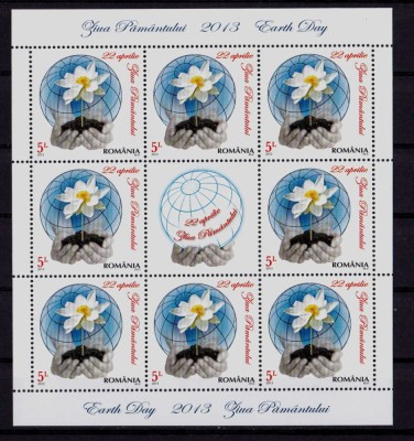 ✅RO 2013, LP 1977 b ,&amp;quot; Ziua Pamantului 2013 &amp;quot; , minicoli 8 marci+1 vinieta , MNH foto