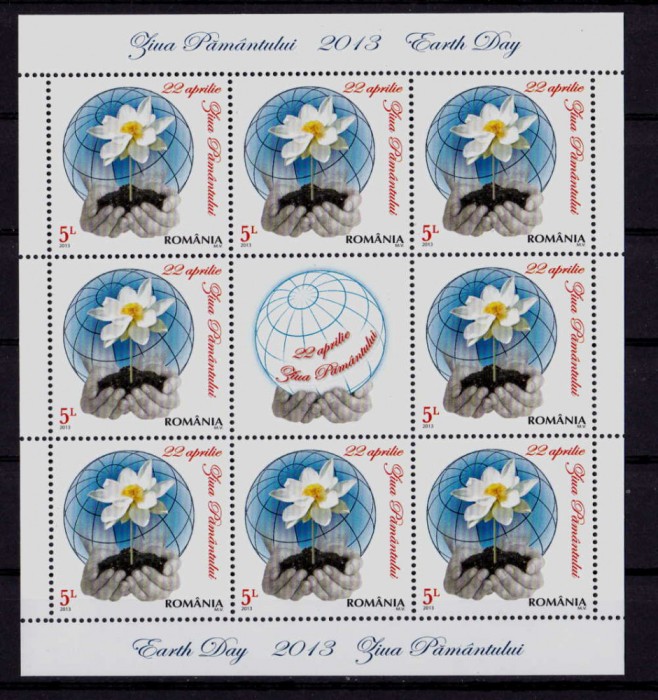 ✅RO 2013, LP 1977 b ,&quot; Ziua Pamantului 2013 &quot; , minicoli 8 marci+1 vinieta , MNH