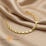 Cumpara ieftin Bratara unisex Nereo, placaj triplu cu aur 14K, 19 cm