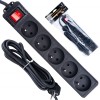 Prelungitor electric cu 5 prize, 3 m, negru, Keltin K00246B-C