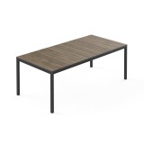 Masă de grădină Curver Porto Nova 200 din plastic, Nuc-Grafit, 194.5x94.7x75cm, Capacitate 8 persoane, Aspect lemn DecoCoat