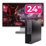 Pachet PC second hand Dell OptiPlex 3070 SFF i5-9400, 8GB, SSD 256GB, monitor 24 inch