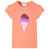 Tricou pentru copii, portocaliu neon, 140 GartenMobel Dekor, vidaXL