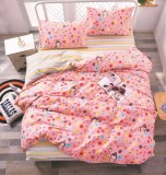 Cumpara ieftin Lenjerie de pat pentru o persoana cu husa elastic pat si fata perna patrata, Keziah, bumbac mercerizat, multicolor