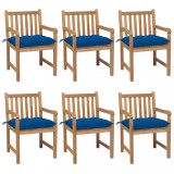 vidaXL Scaune de grădină cu perne albastre, 6 buc., lemn masiv de tec 3073056