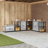 vidaXL Depozitare pentru bucătărie Argintiu 60 x 50 x 92 cm Oțel 874994