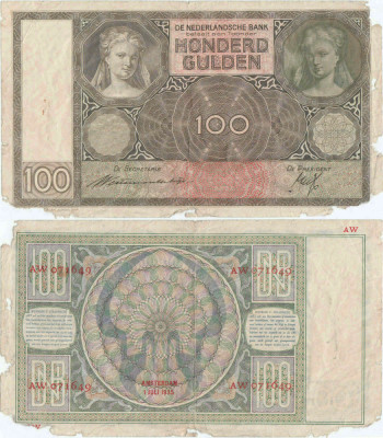 1935 (1 Iulie), 100 Gulden (P-51a) - Regatul Țărilor de Jos foto
