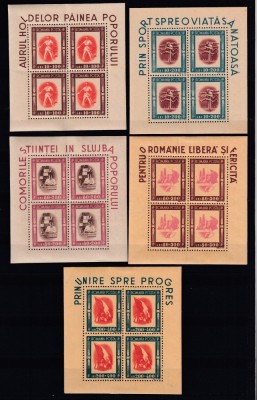 ROMANIA 1946 LP 197 a TINERETUL PROGRESIST IN BLOC DE 4 TIMBRE SARNIERA foto