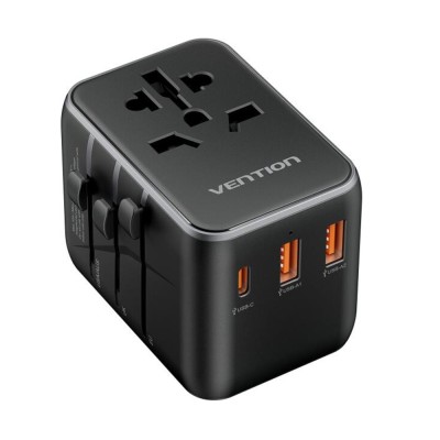 Adaptor priza EU la US, UK, AUS, 2xUSB, Type-C, Vention, FJEB0 foto