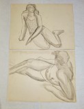Doua lucrari de atelier &ndash; carbune si laviu de tus