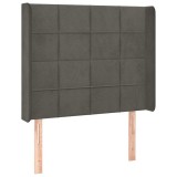 Cumpara ieftin Tablie de pat cu aripioare gri inchis 83x16x118/128 cm catifea
