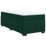 Cumpara ieftin Pat box spring cu saltea, verde inchis, 90x200 cm, catifea