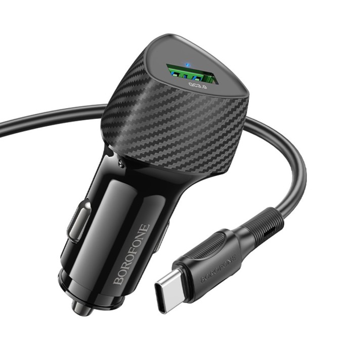 INCARCATOR auto Borofone &quot;BZ31&quot;, pt. bricheta auto, 1 x USB 18W, include cablu USB la USB Type-C de 1m, negru &quot;6941991112553&quot; (timbru verde 0.18 lei)