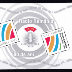 2008 80 de ani de exis Soci. Romana de Radio Bl. 439 LP1820a MNH Pret2,45+1Lei