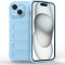 Husa pentru iphone 15 plus, antisoc, margini cu striatii, design minimalist, bleu