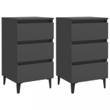 Cumpara ieftin Noptiere cu picioare metalice, 2 buc. gri, 40x35x69 cm