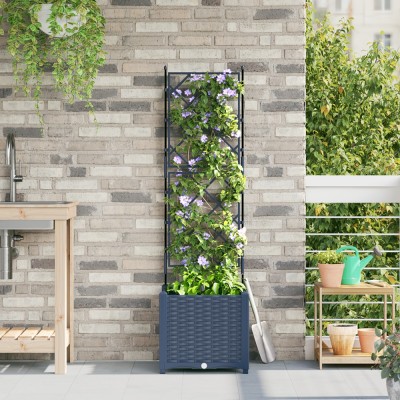 vidaXL Ghiveci de grădină cu trellis Gri 40 x 40 x 143 cm PP 42002859 foto