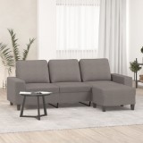 VidaXL Canapea cu 3 locuri și taburet, taupe, 180 cm, material textil