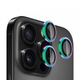 Folie de protectie Camera Spate Blueo Sapphire Crystal pentru Apple iPhone 16 Pro Max / 16 Pro, Sticla Securizata, Set 3 bucati, Multicolor
