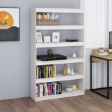 Bibliotecă/Separator cameră, alb 100x30x167,5 cm lemn masiv pin