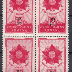 ROMANIA 1952 LP 314 ORDINUL APARAREA PATRIEI SUPRATIPAR BLOC DE 4 TIMBRE MNH