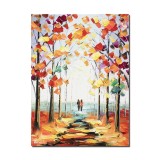 Tablou pictat manual, Impreuna pe aleea vietii, 40x30cm ulei pe panza in cutit efect 3D, gata de agatat pe perete