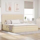vidaXL Pat cu saltea și LED cu saltea Creme 200 x 200 cm Poliester 3372442