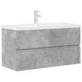 Cumpara ieftin Set mobilier de baie, 2 piese, gri beton, lemn compozit