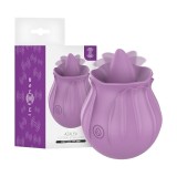 Vibrator clitoris INTENSE Azalea Clitoral Stimulator, &icirc;n formă de trandafir, cu limbă, 10 funcții de mișcare ritmică, rezistent la apă, mov