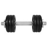 Gantera 11kg DHS Fitness, Set 6 Discuri Otel, Bara 35cm, Negru-Argintiu. Gantera Fitness Ultimate FactoryBikes, Diametru 30mm