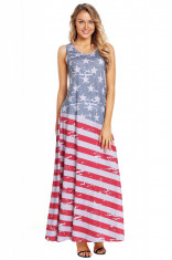 V362-23 Rochie maxi cu imprimeu american foto