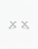 Cumpara ieftin Cercei din Argint 925 Rodati cu Design Geometric X, Pavaj si Cristale Princess Cut la Capete