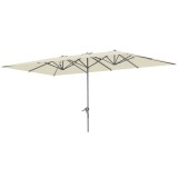 Outsunny Umbrelă dublă, 451 x 264 cm Umbrelă cu sistem de manivelă, 12 bale metalice, St&acirc;lp din aluminiu, Crem | Aosom Romania