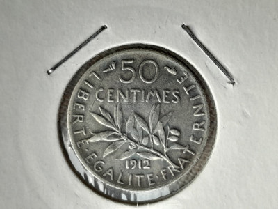 50 CENTIMES 1912 -argint -FRANTA foto