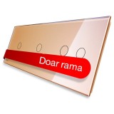 Panou din sticla Livolo VL-P701/01/02-6A, auriu, pentru 2 x intrerupator simplu + 1 x intrerupator dublu cu touch