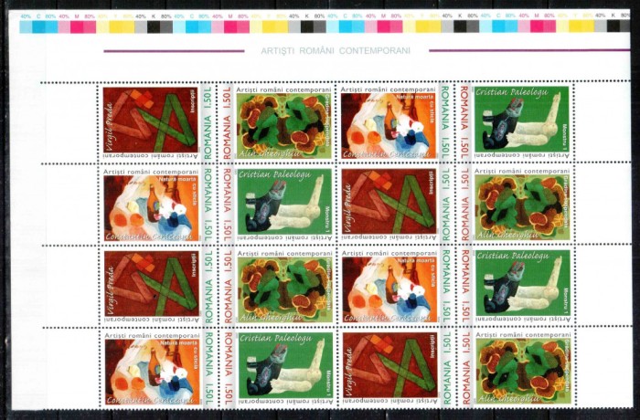 Romania 2005, LP 1705, Artisti romani Paleologu, straif in bloc de 4, MNH!