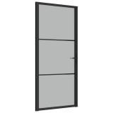 Cumpara ieftin Usa de interior, 93x201,5 cm, sticla neagra mata si aluminiu