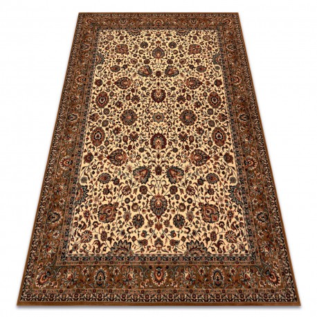 Covor de l&acirc;nă KASHQAI 4362 103 Flori, cadru bej / vin roșu, 120x170 cm