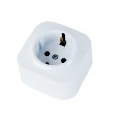 Priza simpla, Eva Socket, 16A, montaj aparent, alb, 1 locas, schuko