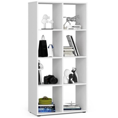 Biblioteca, placa laminata, 8 rafturi, alb, 70.5x33x144 cm, Quad foto