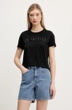 Desigual tricou din bumbac BRANDY femei, culoarea negru, 25SWTK17
