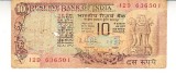 M1 - Bancnota foarte veche - India - 10 rupii - 1977