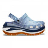 Saboți Crocs Classic Mega Crush Denim Clog Alb - White/Multi