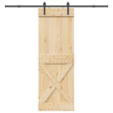 Ușă glisantă cu set de feronerie 80x210 cm, lemn masiv de pin foto