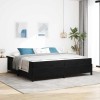 Cadru Pat VidaXL 200x200cm Catifea Negru/Alb/Negru + Saltea Spuma, Picioare Lemn, Modern, Durabil