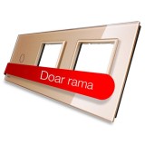 Panou din sticla Livolo VL-P701/E/E-6A, auriu, pentru 1 x intrerupator simplu cu touch + 2 x rama priza simpla