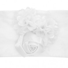 Bandă de cap de flori alb elegant alb pentru fetiță Microfiber
