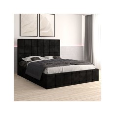 Pat Ven03 Negru + Saltea Lux Ortopedica 140x200cm