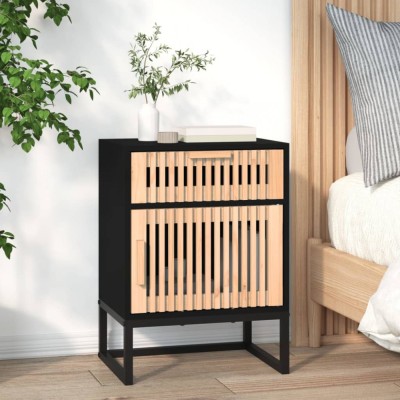 Gossi dulap noptiera, negru, 40x30x55,5 cm, lemn prelucrat&amp;amp;fier foto