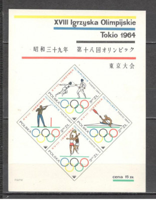 Polonia.1964 Olimpiada de vara TOKYO-Bl. nedantelat MP.64 foto